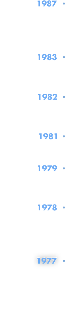 1987-1977년도 주요 연혁으로, 상세 내용은 하단 문구 참조